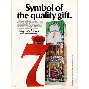 1979 Seagram's 7 Seven Crown Whiskey Vintage Print Ad Christmas Box Wall Art